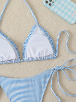 Halter Triangle String Bikinis 2026 Women Sexy Striped Swimsuit RuffleSwimwear Female Bathers Bathing Swimming Swim Suit