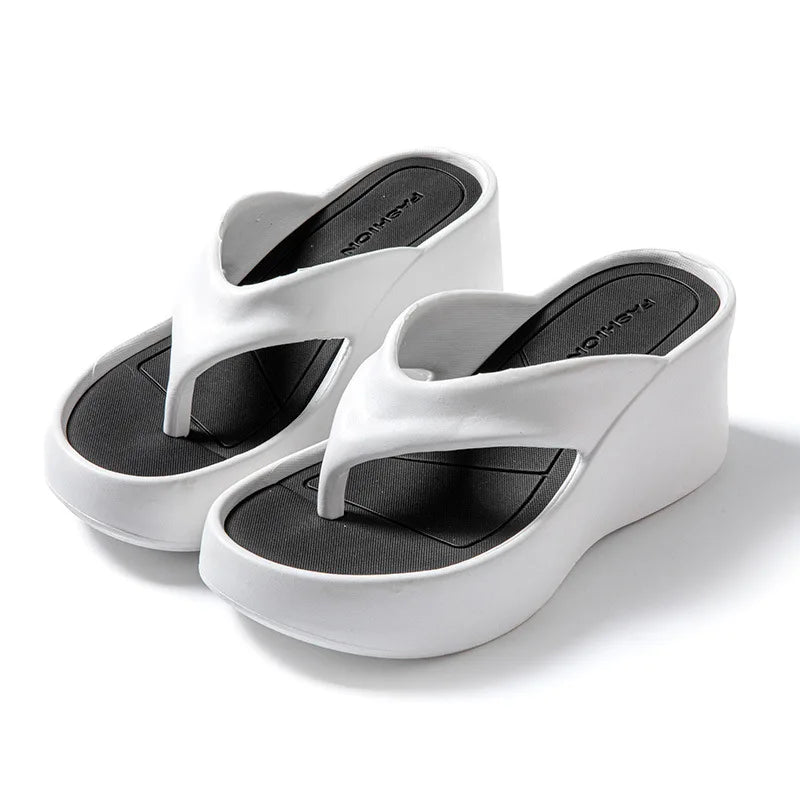 2026 New Women Fashion Slippers Soft EVA Summer Platform Shoes Girls Beach Flip Flops Thick Sole Female High Heel Street Sandals