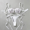 Women White Floral Lace Lingerie Set Push‑Up Bra & Tie‑Side Thong Mesh Satin Intimate Underwear Bridal Nightwear ZA825200