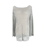 Long Sleeve Hollow Out Top Crochet Knitted Tunic Beach Cover Up Cover-ups Beach Dress Beach Wear Beachwear Female Women V4250