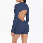 Women's Yoga Jumpsuits Sports Fitness Backless Half Zipper Peach Hip-Lifting Naked Feel Gym Running Workout One-Piece Bodysuits