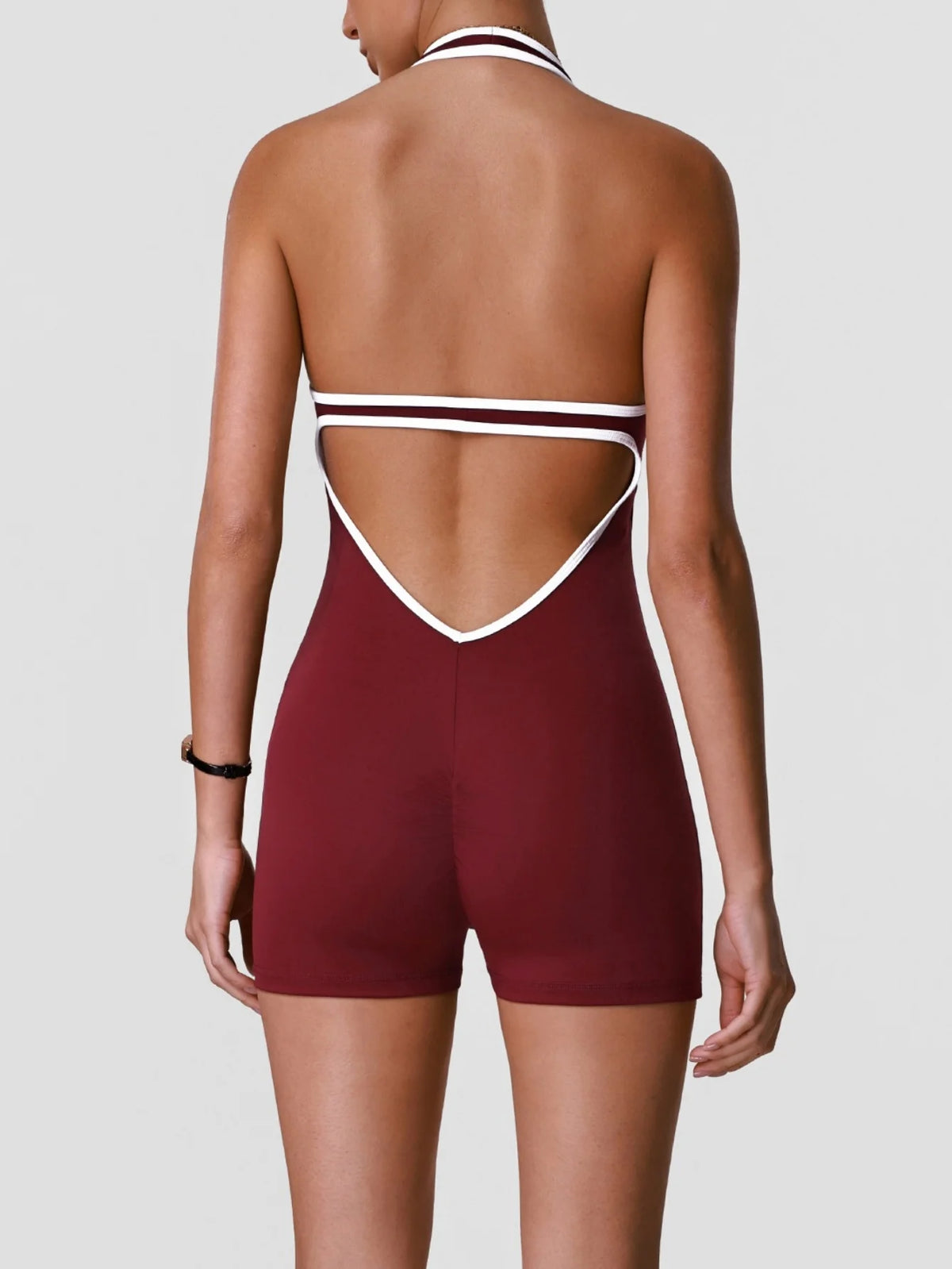 Color Blocking Yoga Jumpsuit Women Sleeveless Hollow Out Backless Slim Sports One Piece Short Suit Gym Running Fitness Rompers