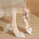 Pointed Toe BowWomen's Stiletto Hee Elegant Large Size Thin Heel Shoes for Women 2026 New