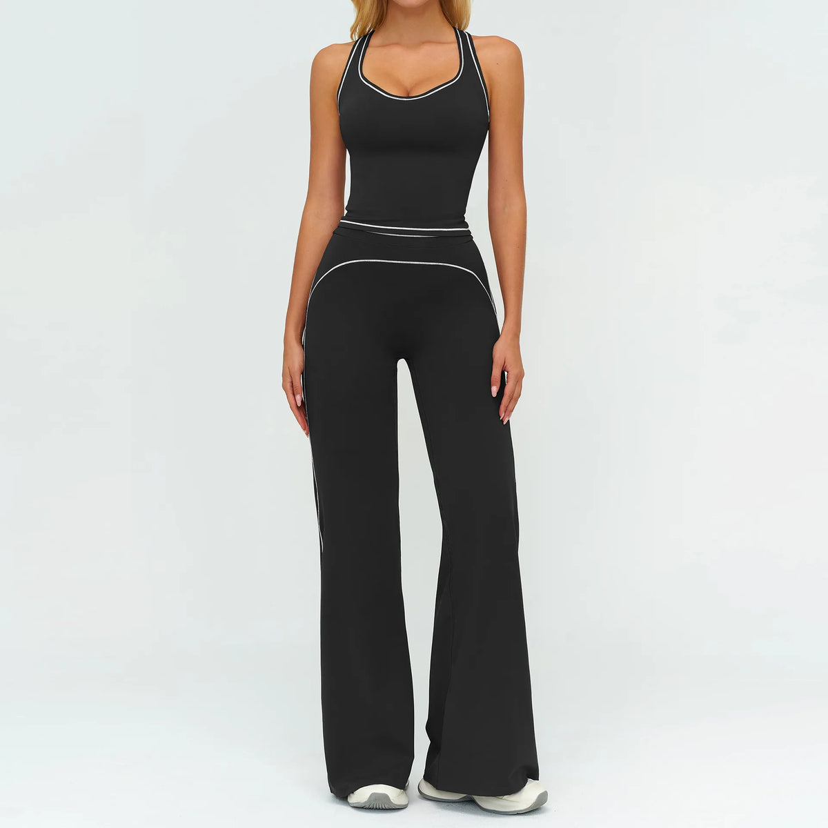 2PCS Yoga Set Gym Clothes Outdoor Sports Outfits Women Tracksuit Gym Fitness Suits Workout Long Sleeved Flared Pants Sportswear