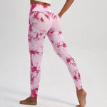 Boho Tie Dye High Waist Knit Elastic Fitness Yoga Tights Butt Lifting Workout Pants for Women