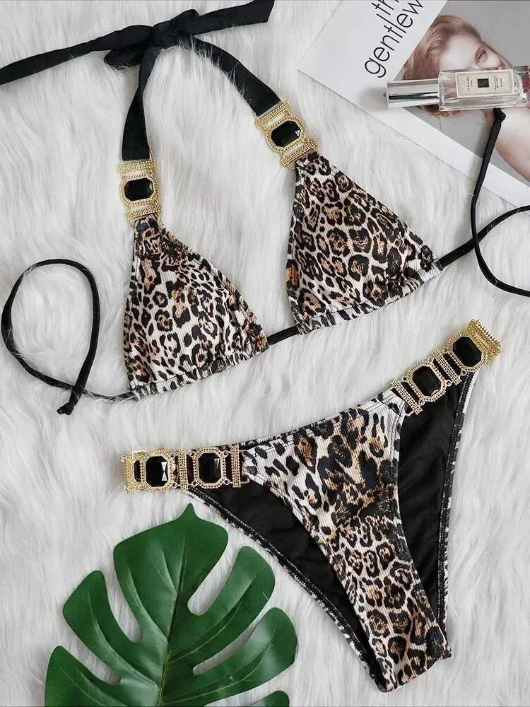 Halter Crystal Rhinestone Diamond Bikini 2026 Female Swimsuit Women Swimwear Two Pieces Bikini set Brazilian Bathing Suit Swim
