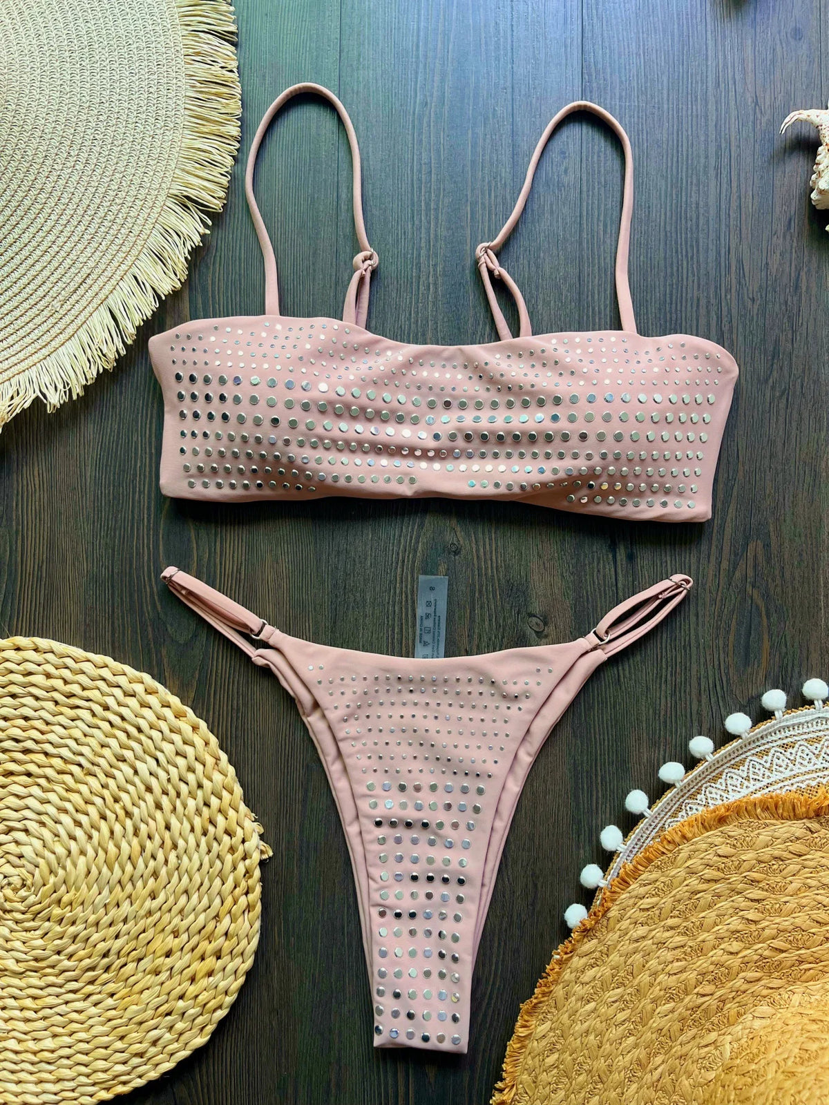 2026 Shiny Sequins Bandeau Bikini Women Swimwear Female Swimsuit Two-pieces Bikini Set Bather Bathing Suit Swim Lady Beachwear