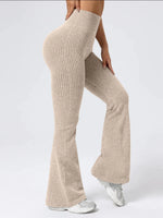 Women's High-Waist Bell Bottom Pants Sporty Tight Fit Comfortable Elastic Design Ideal for Exercise And Daily Wear