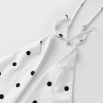 Women Fashionable Cowl Neck Sleeveless Backless Going Out Vest Summer Dot Print Satin Halter Tank Tops
