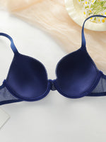 Women's new sexy blue underwear with steel rims gathered push up straps adjustable bra daily comfortable bra J2496