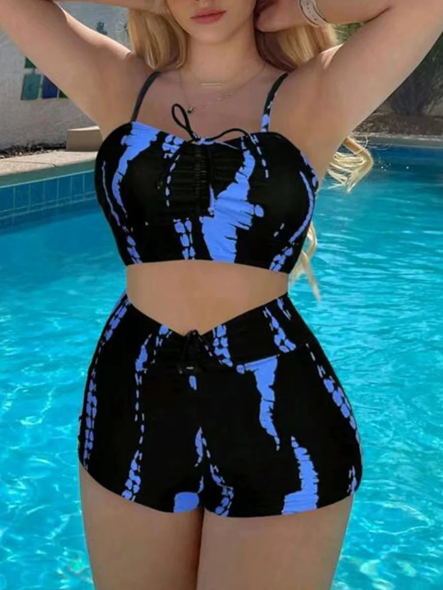 2026 Print String Bikini Swimsuit Women High Waist Shorts Swimwear Female Bathers Bathing Swimming Swim Suit Beachwear