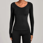 Women's Gym Fitness Shirts Yoga Long Sleeve Running Workout T-Shirts Push Up Sports Top Female Sexy Training Yoga Long Sleeve