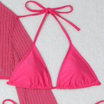 With Long Sleeve Cover Up Halter Bikini Women Swimwear Female Swimsuit Three-pieces Bikini set Bather Bathing Suit Swim V5123