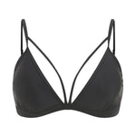 Women's Wire Free V Neck Triangle Bikini Top Black Hollow Out Push Up Bra Sexy Swimsuit Summer Adjustable Straps Bathing Suits