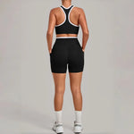 Women's Seamless Yoga Sets Sports Fitness High Waist Hip-lifting Shorts Back Beauty Sleeveless Suits Gym Training Workout Sets