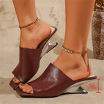 Big Size 42 Burgundy Metallic Wedge Heel Slide Mules Sandals Women Chic Slip On Black Outdoor 5CM Wedges Slipper Daily Shoes
