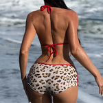 Leopard Number Print Swimwear Sexy Triangle String Halter Bikinis Sets Low Waist Bottoms Shorts Swimsuit Women 2026 Bikini Mujer