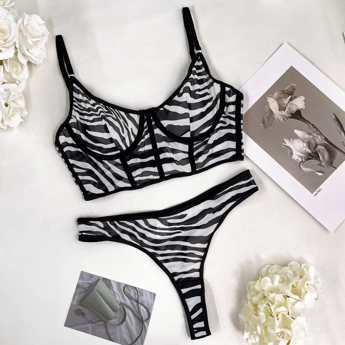 Toucheart 2 Piece Set Sexy Lingerie Set For Women Mesh Micro Perspective Beach Swimsuit Briefs Contrast Color Sexy Lingerie Set