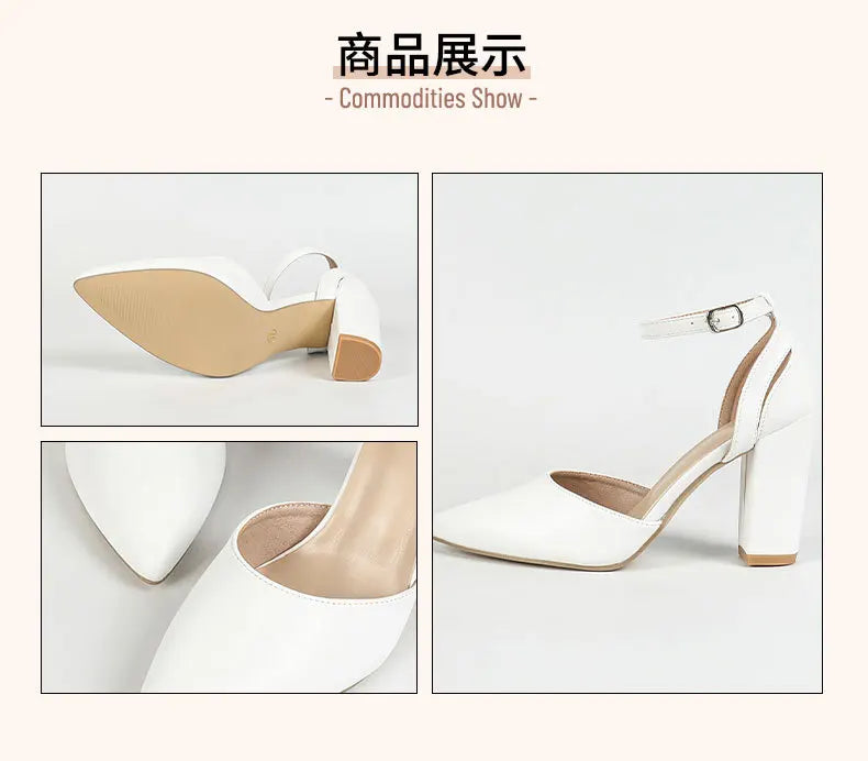 Women's Fashion New Shoes White Soft Leather High Heels Cute Bow Elegant Sexy Wedding Banquet Party Toe Hollow Pointed Shoes