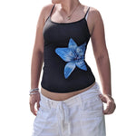 Summer Women Floral Print Camisole Casual Spaghetti Straps Tank Tops Sleeveless Crop Tops for Club Streetwear