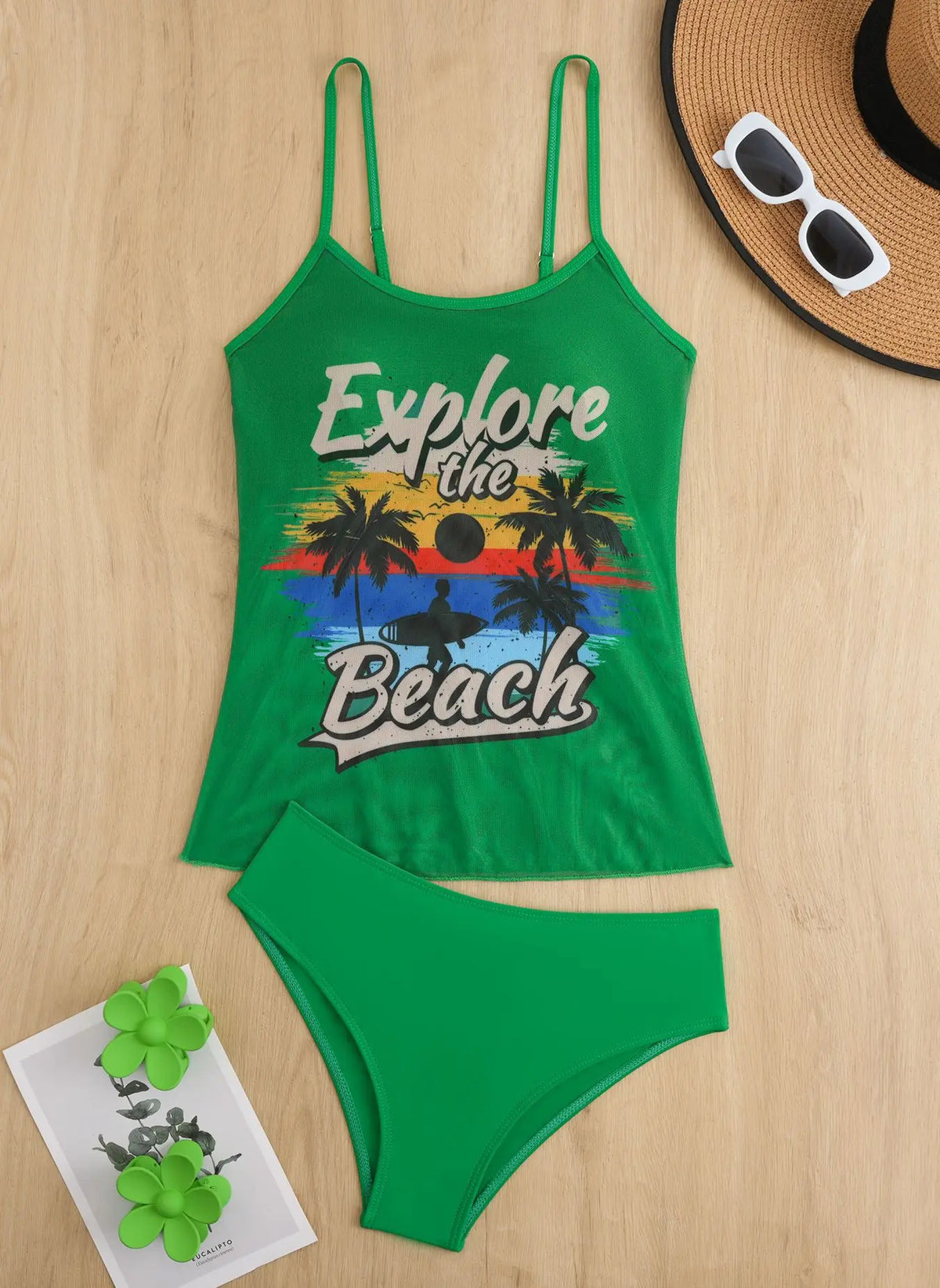 Summer Swimwear for Women Tankini Sets Swimsuit Vintage Padded Mesh Bathing Suit Print Beachwear Female Women's Swim Wear 2025