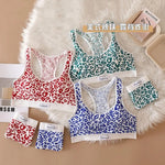 Seamless Bra Set Women Leopard Y-Shape Wireless Bra Low Waist Panties Sexy Lingerie Sport Brassiere Female Underwear Set