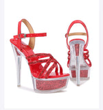 2026 New Silver Narrowband Women's Sandals 14CM Party Banquet Dress Shoes Summer Stiletto Nightclub Platform Crystal High Heels