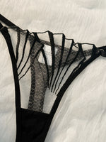 Black Leaf Embroidery Sheer Mesh Lingerie Set Underwire Bra & Adjustable Thong Women Sexy Underwear ZA824058