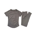 2 Piece Women Solid Color Set Summer Casual Short Sleeve T-Shirt High Waist Long Pants Soft Breathable Tracksuit Daily Outfit