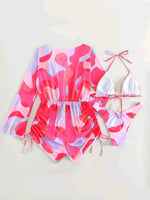 3 Pieces Triangle Halter String Bikini Long Sleeve Swimsuit Women Swimwear Female Bathers Bathing Swimming Swim Suit