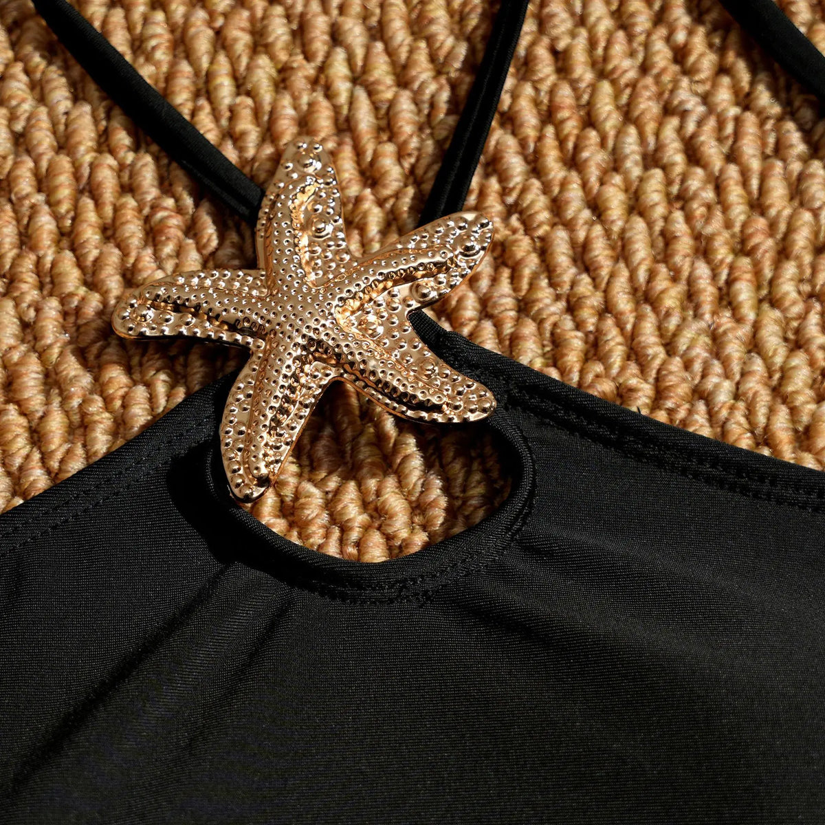 Sexy Halter Starfish Ornament Bikini Set 2026 Women Black Push Up Bra High Waist Swimsuit Beach Bathing Suit Two Piece Swimwear