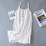 2026 Summer New Style Nightdress Ladies 100% Cotton Crepe Thin Vest Suspender Skirt Loose Long Skirt Sweet And Cute Home Skirt