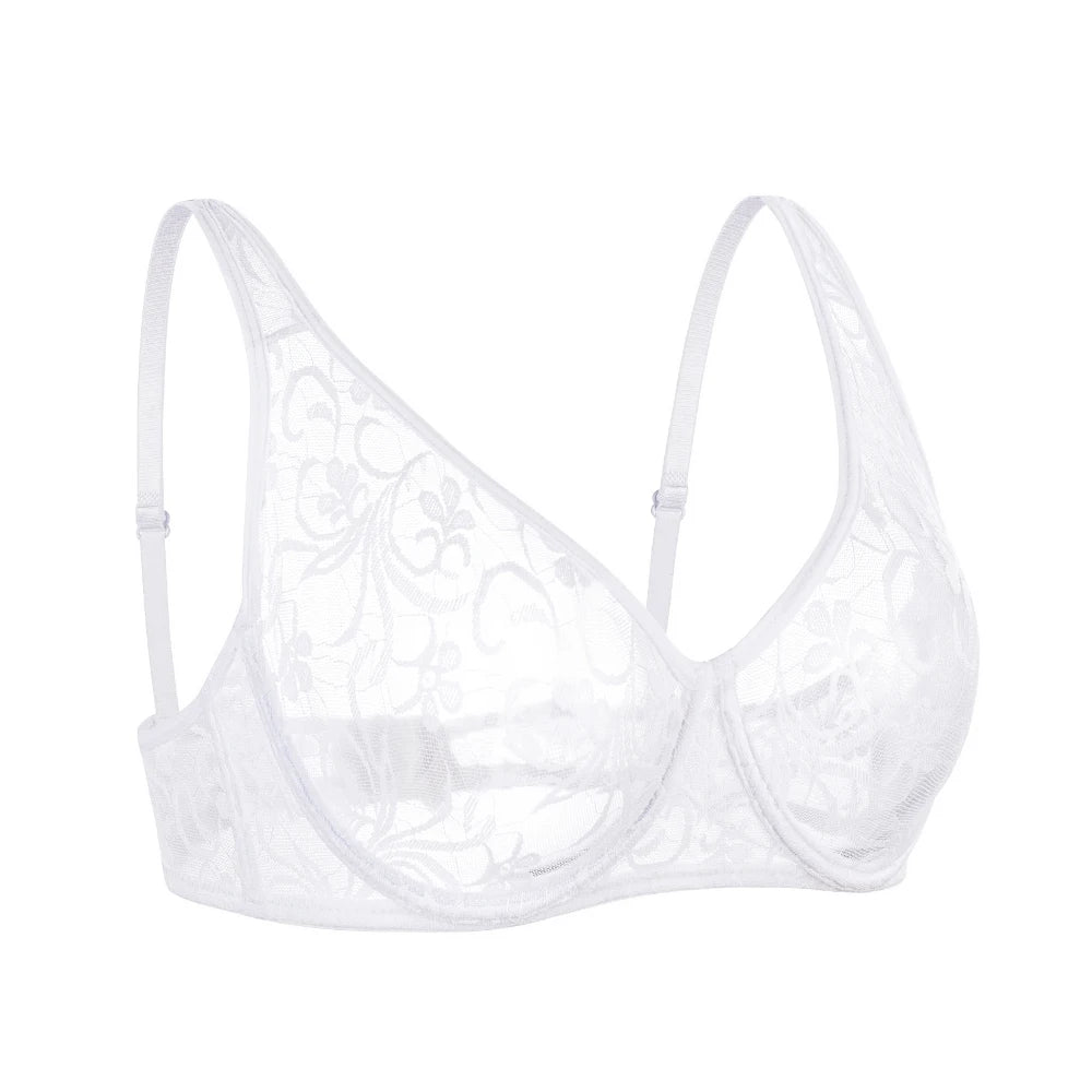 Plus Size Sexy Lace Bras For Women Underwired BH Hollow Out Bra Bralette Womens Underwear Delicate Embroidery Lingerie Brassiere
