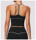 Summer Back I Shaped Sports Bra Sexy Deep V Neck Contrast Color Slimming Yoga Tank Top Outdoor Workout Fitness Gym Running Vest
