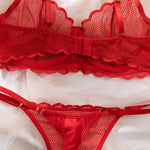 Toucheart Sexy Lingerie Suit for Women Lace Mesh Ultra-thin Underwear Comfortable Bra Set with Steel Rings Hollow Out Underwear