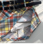 Plaid Double Waistband A-line Short SkirtWomen American Style Street High Waist Casual Collision Color Wrap Hip Skirt OJR7
