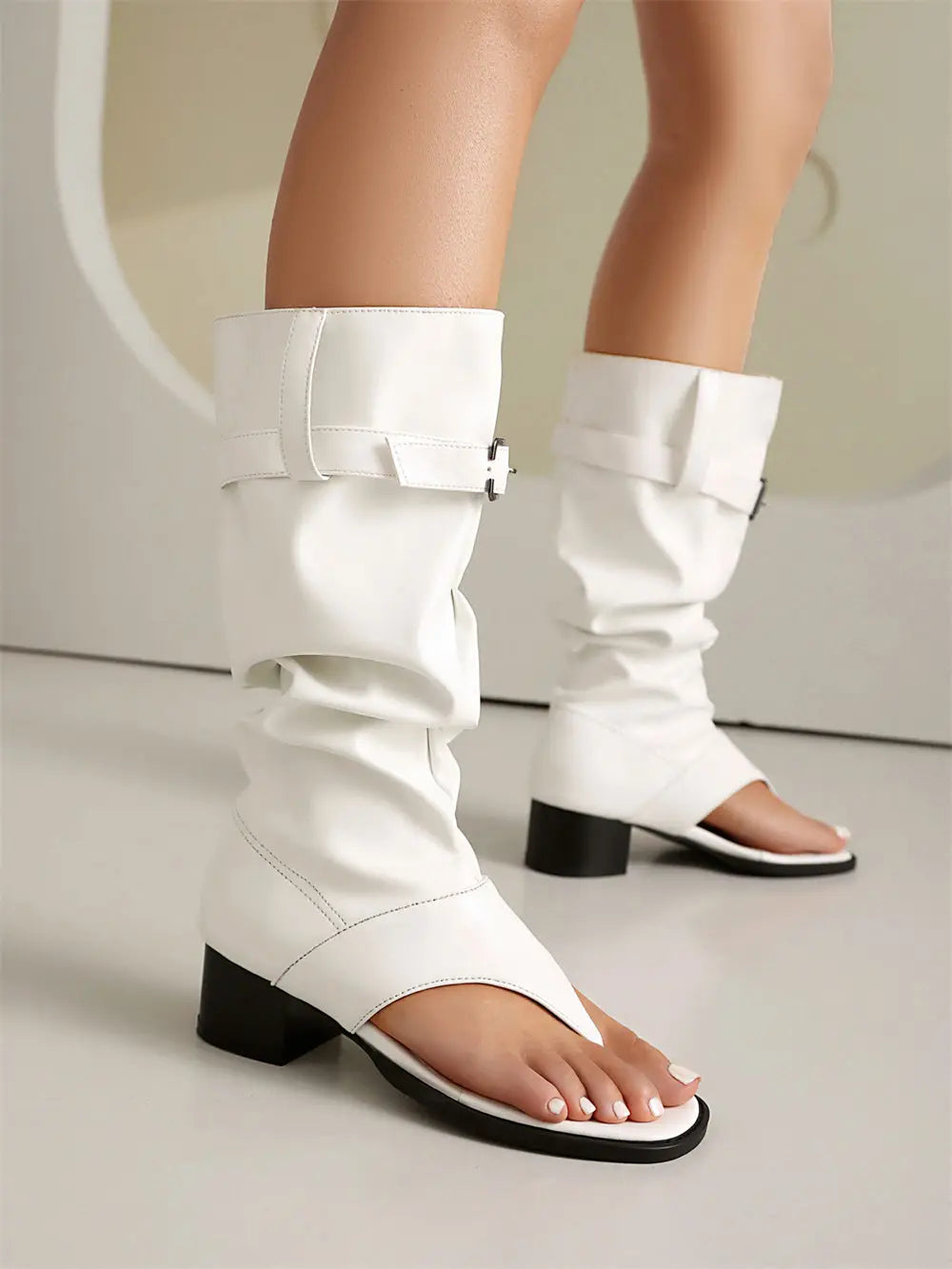2025 Brand Plus Size 48 Trendy Denim Blue Gladiator Sandals Women Chic Black Chunky HeelsFashion Comfy Walk Summer Boot Shoes