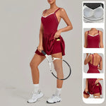 Women's Seamless Yoga Jumpsuit Sports Fitness Sleeveless Beautiful Back One-Piece Dress Workout Tennis Anti-exposure Jumpsuit
