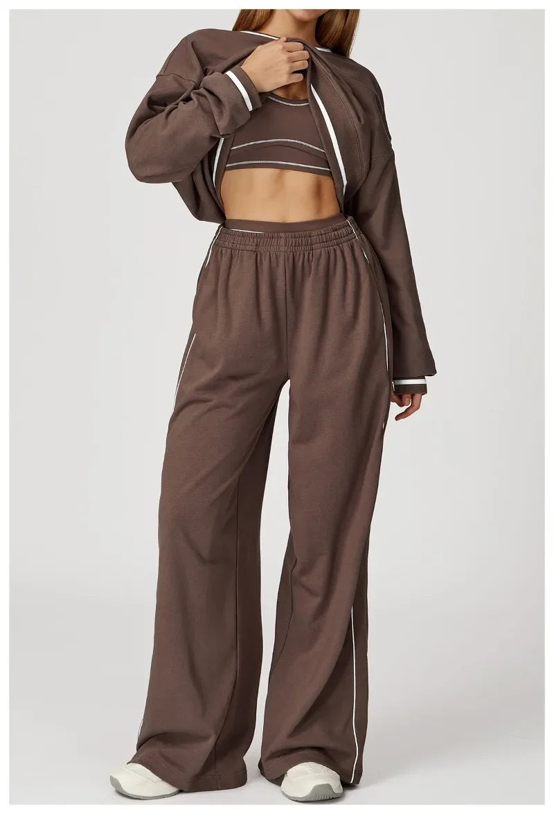 Women's Seamless Yoga Set Long-sleeved Top Pants Tracksuit Running Fitness Sports Set High Waist Slim-fitting Suit