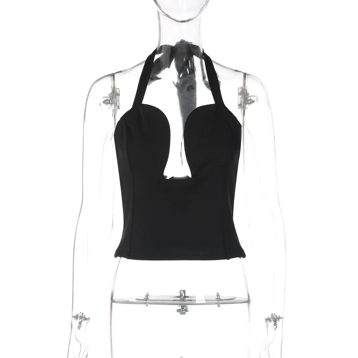 FDYOUI Sexy Hollow Out Corset Tops for Women Halter Backless Bandage Skinny Camisoles Lady White Black Cropped T-shirt Clubwear