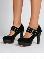 2026 Big Size 33-43 Retro Black Office Lady Buckle Strap Mary Janes Platform Pumps Elegant Red 10.5cm High Heels Shoes Women