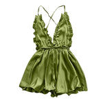 Sexy Lingerie Women's Sexy Dress With Wooden Ear Edge Deep V Neck Neck Tie Backless Sexy Lingerie Set 3x