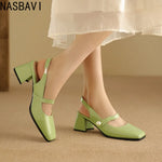 Elegant Slingback Sandals Women Summer Shoes Pink Black Silver Medium Heels Close Toe Office Party Shoes Female Large Size 45
