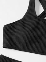 Criss Cross High Waist Bikinis 2024 Women Sexy Black Swimsuit Push Up Swimwear Female Bathing Suit Swimming Summer Beachwear