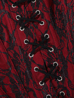 Corset Top Thin Without Lace Deep Red Body Shaping Chest Support Waist Tie Waist Tightening Corset Casaul Pure Desire Style Y43R