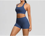 2PCS Yoga Set Women Gym Sports Suits Fitness Bra Crop Top Workout Clothes Female Athletic Wear Push Up Shorts Sportswear