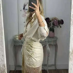 Embroidered Tassel Hem Skirt Elegant Women's Lace Up Mesh Hollow Out Short Skilt 2026 Summer New Chic Female Beach Holiday NT8W