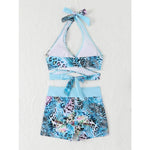 Sexy High Waist Bikini Shorts 2026 Women Swimsuit Blue Halter Swimwear Female Bikinis Set Print Bathing Suits Brazilian Biquini