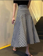 WOMENGAGA Korea Style 2023 Spring/Summer New High Waist Elegant Split Plaid Skirts Half Length Skirts Fashion Women 2023 22IV