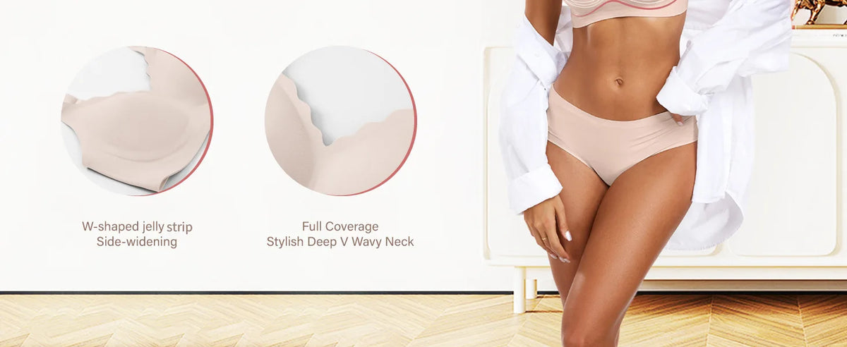 Women's Wavy Smooth Bra Wire-free and Seamless Bra Supports Side Breast Prevents Sagging Comfortable and Pushes Up